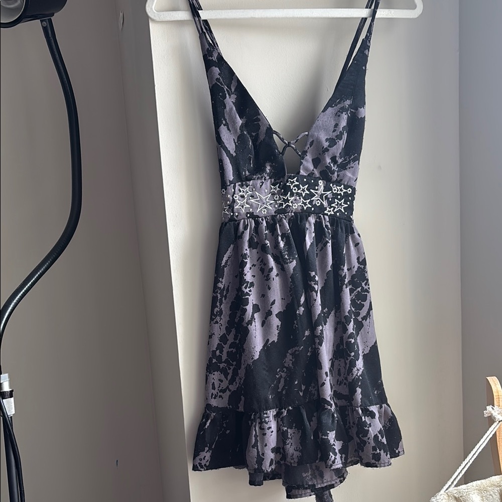 Urban Outfitters Black and Purple Mini Dress